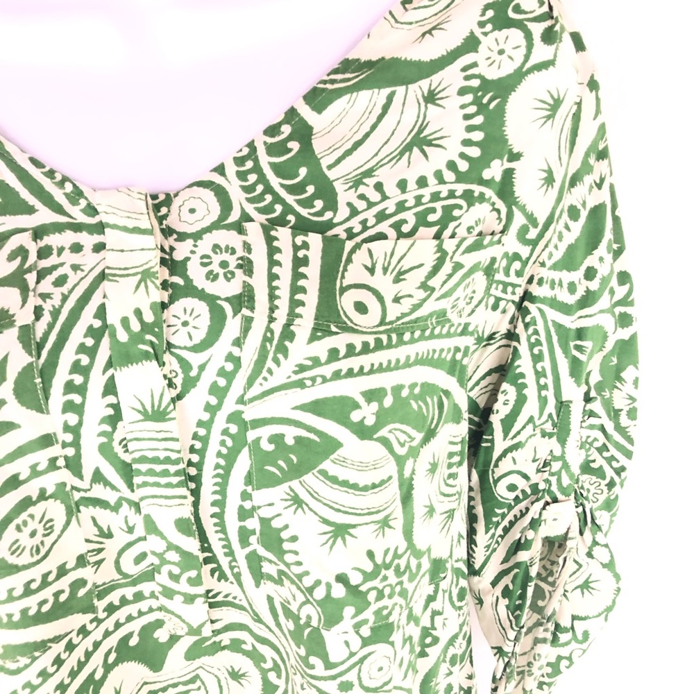Maeve Sold At Anthropology Green Floral Blouse S - Picture 2 of 5